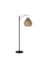 ValueLights Preto Black Metal Floor Lamp Rattan Teardrop Shade (157cm x 33cm) - One Size Image 6