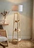 ValueLights Hiru Natural Wood 3 Tier Shelf Floor Lamp (25cm x 47cm x 47.5cm) - One Size Image 1
