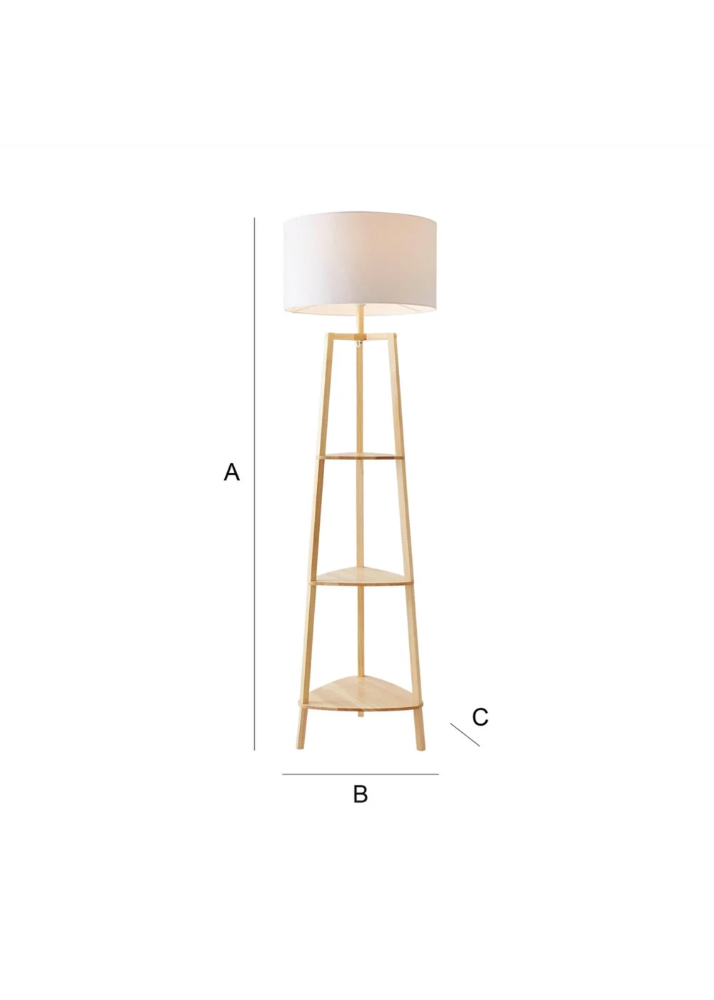 ValueLights Hiru Natural Wood 3 Tier Shelf Floor Lamp (25cm x 47cm x 47.5cm) - One Size Image 6