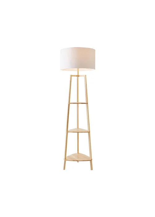 ValueLights Hiru Natural Wood 3 Tier Shelf Floor Lamp (25cm x 47cm x 47.5cm) - One Size Image 2