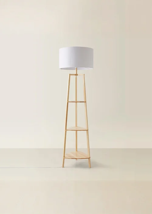 ValueLights Hiru Natural Wood 3 Tier Shelf Floor Lamp (25cm x 47cm x 47.5cm) - One Size Image 5