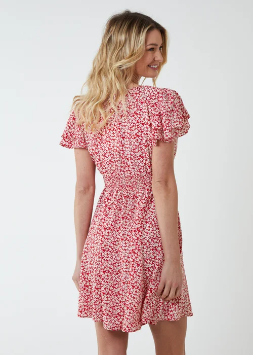 Blue Vanilla Red Double Ruffle Empire Shirred Mini Dress - 10 Image 2