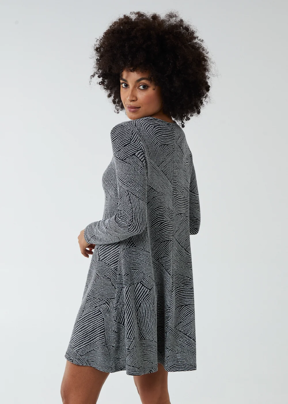 Blue Vanilla Silver Shimmery Swing Mini Dress - M Image 2