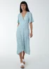 Blue Vanilla Green Angel Sleeves Wrap Midi Dress - 8 Image 4