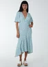 Blue Vanilla Green Angel Sleeves Wrap Midi Dress - 8 Image 1