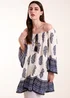 Blue Vanilla Blue Mix Print Bardot With Tassel Dress - S/M Image 1