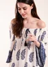 Blue Vanilla Blue Mix Print Bardot With Tassel Dress - S/M Image 3