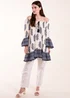 Blue Vanilla Blue Mix Print Bardot With Tassel Dress - S/M Image 4