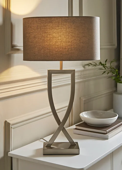 ValueLights Katniss Brushed Chrome Table Lamp (63cm x 36cm x 21.5cm) - One Size Image 1