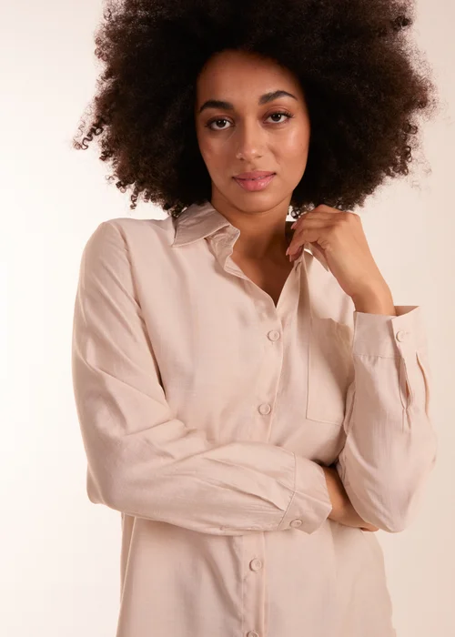 Blue Vanilla Beige Striped Shirt - Medium Image 3