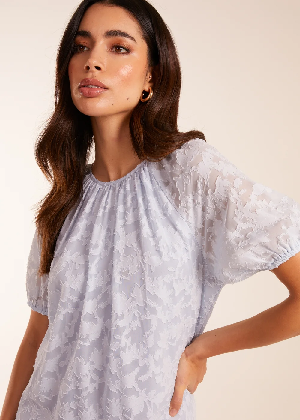 Blue Vanilla Blue Jacquard Smock Mini Dress - S Image 4