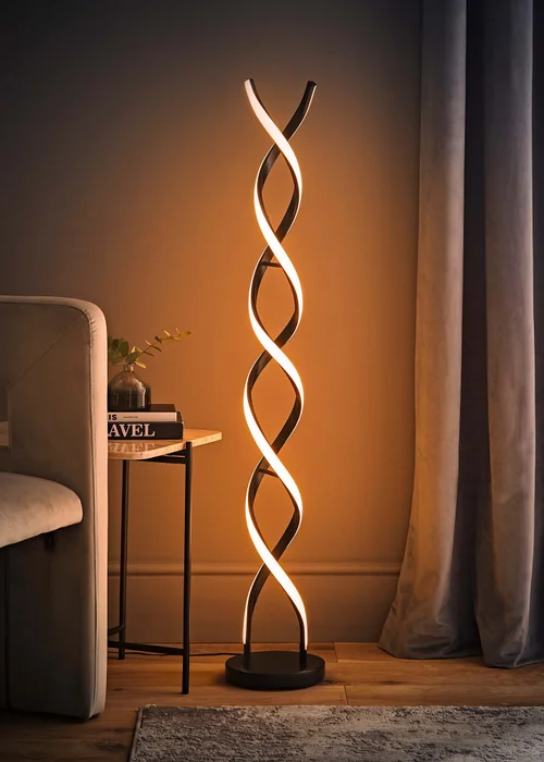 ValueLights Infinity Matt Black Double Twist Integrated LED Floor Lamp (120cm x 20cm x 20cm) - One Size Image 2