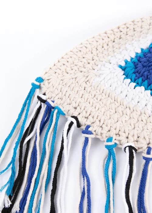 Blue Vanilla Stone Evil Eye Tassel Bag - One Size Image 4