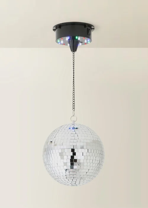 ValueLights Silver Rotating Disco Mirror Ball Ceiling Light (50cm x 20cm) - One Size Image 3