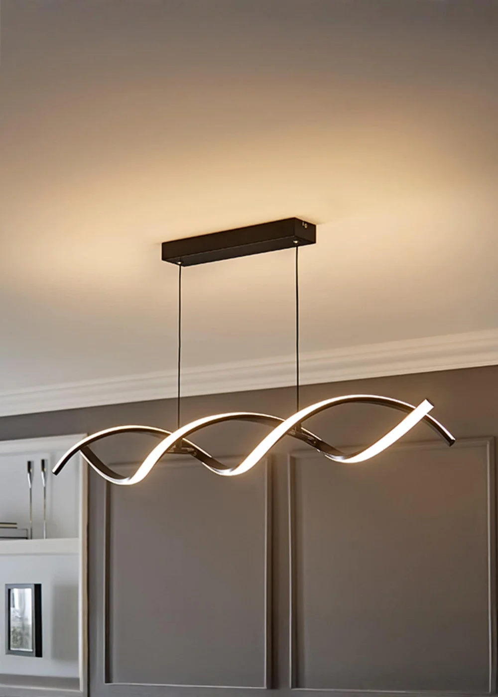 ValueLights Infinity Matt Black Double Twist LED Ceiling Light (100cm x 97cm x 11cm) - One Size Image 1