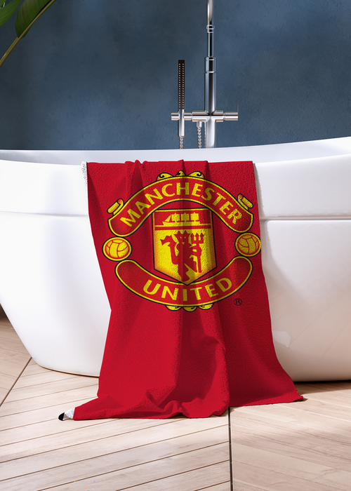 Manchester United FC Stripe Velour Printed Towel - One Size Image 2