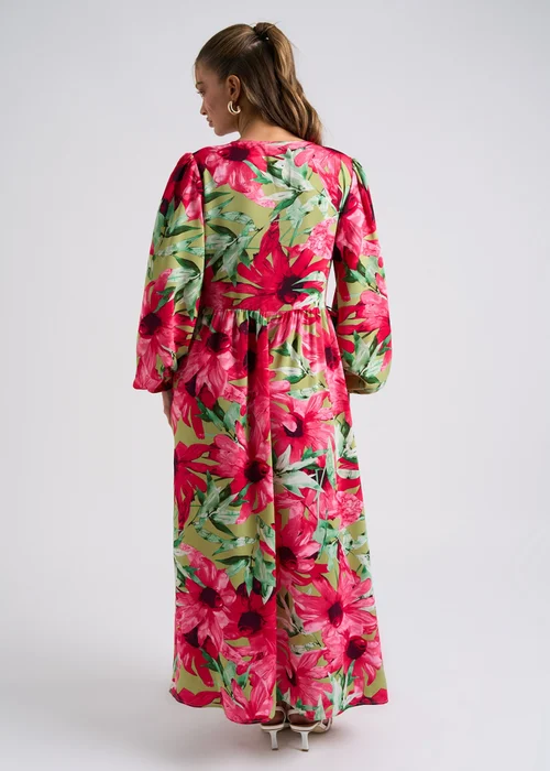 Urban Bliss Green Large Floral Ruched Smock Dress - 10 Image 4