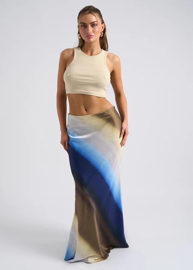 Urban Bliss Blue Ombre Bias Maxi Skirt