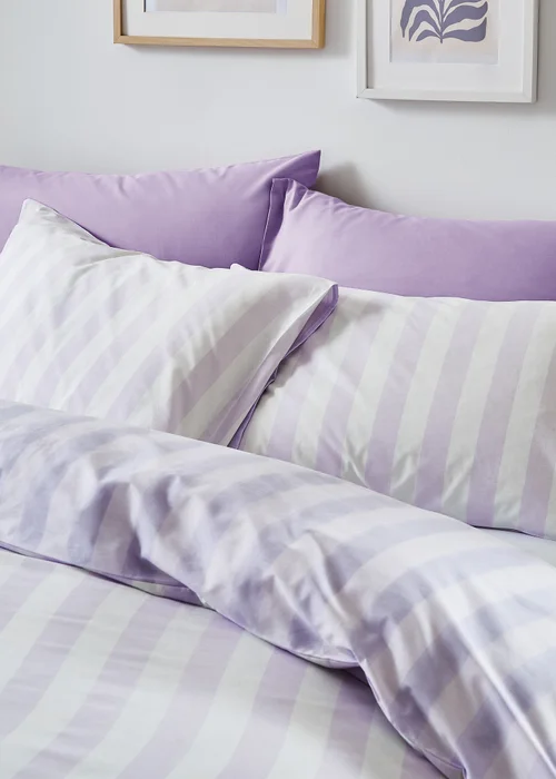 Sassy B Stripe Tease Reversible Duvet Cover Set Lilac - Single Image 3