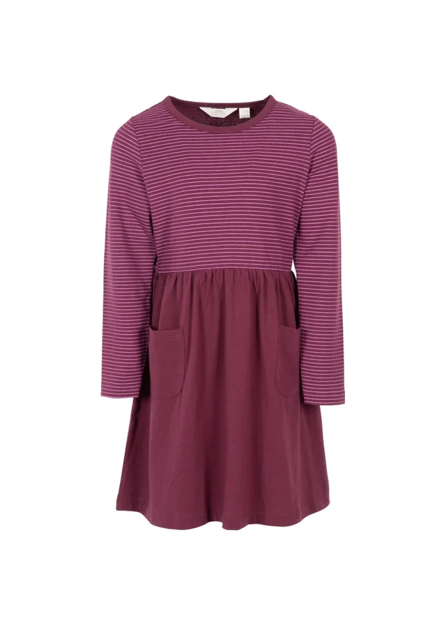 Trespass Girls Purple Forgotten Stripe Jersey Casual Dress (2-12yrs)