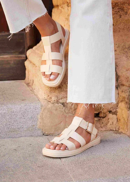 Linzi Camden Ivory Faux Leather Gladiator Style Sandal - Size 4 Image 1