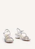 Linzi Riri Silver Faux Leather Diamante Strappy Block Heeled Sandal - Size 7 Image 3
