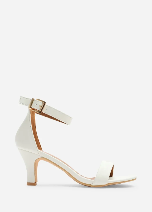 Where's That From Madrid White Block Heel With Ankle Strap