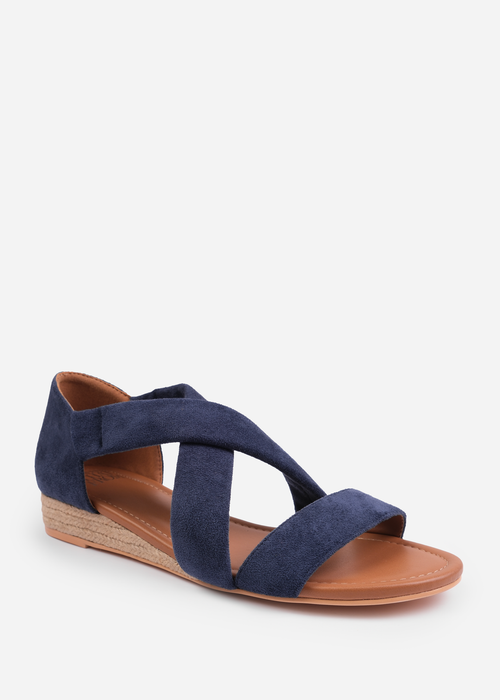 Where's That From Hummingbird Navy Suede Low Wedges - Size 4 Image 2