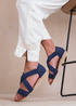 Where's That From Hummingbird Navy Suede Low Wedges - Size 4 Image 3