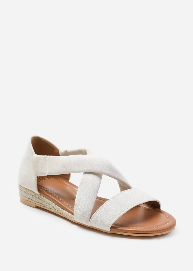 Where's That From Hummingbird Cream Faux Suede Low Wedges
