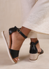 Where's That From Dusk Wedge With Buckle Ankle Strap Black - Size 6 Image 3