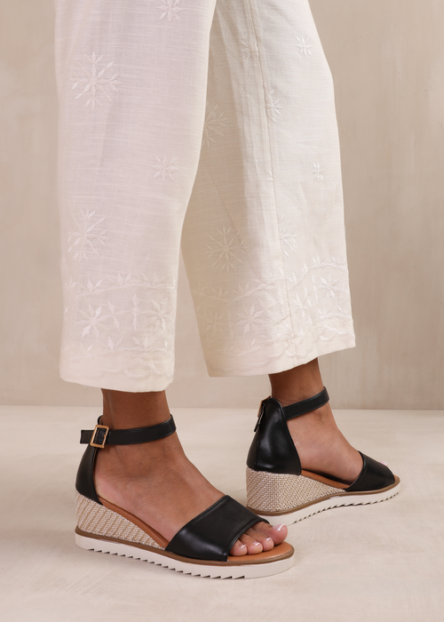 Where's That From Dusk Wedge With Buckle Ankle Strap Black - Size 6 Image 1