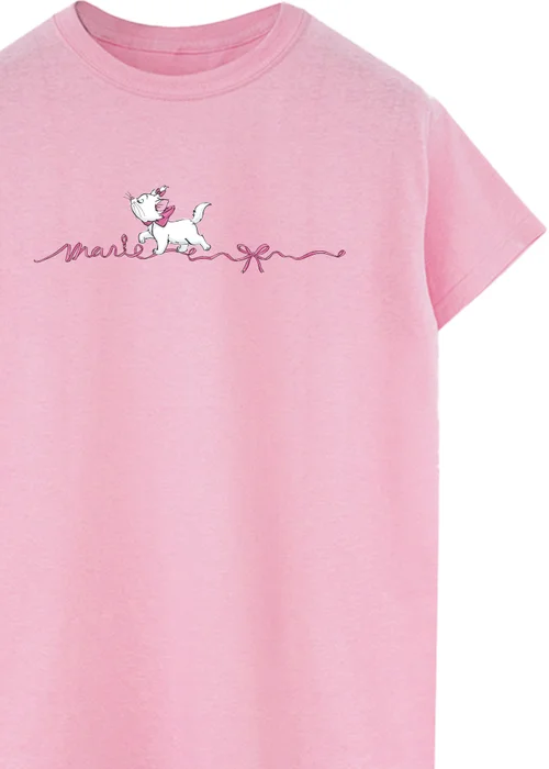 Disney Pink The Aristocats Marie Ribbon Boyfriend Fit T-Shirt - XXL Image 2