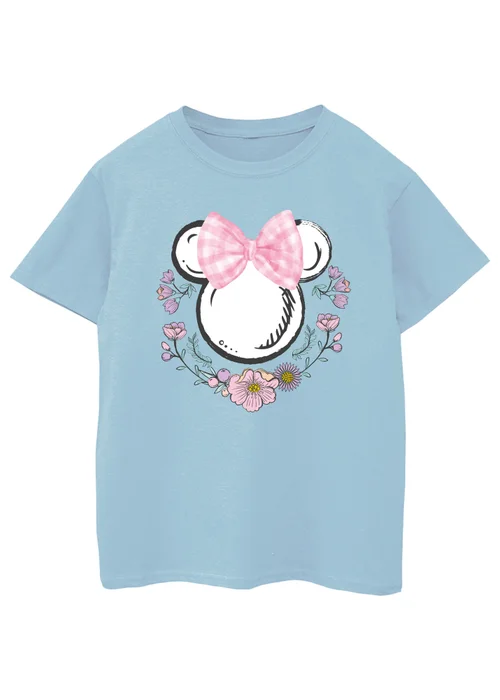 Disney Kids Blue Minnie Mouse Bows Flowers T-Shirt (3-13 Years) - Age 3-4 Years Image 1