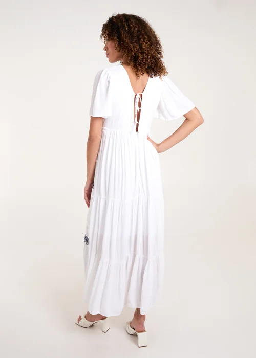 Blue Vanilla White Embroidered Tiered Maxi Dress - 8 Image 2