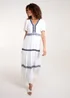 Blue Vanilla White Embroidered Tiered Maxi Dress - 8 Image 4