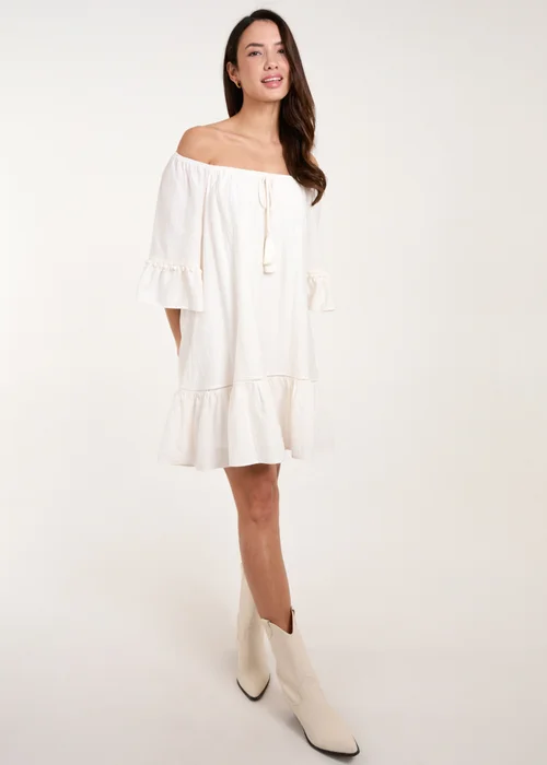 Blue Vanilla Ivory On Off Shoulder Tunic Dress - S/M Image 4