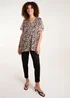 Blue Vanilla Brown V Neck Animal Tunic Top - Small Image 4