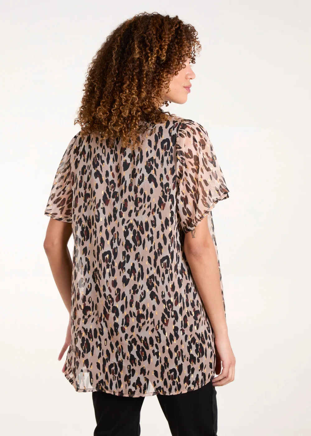 Blue Vanilla Brown V Neck Animal Tunic Top - Small Image 2