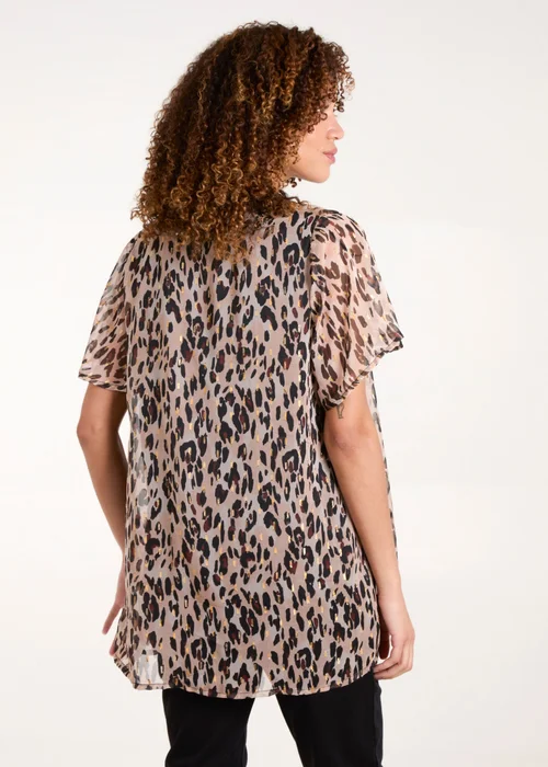 Blue Vanilla Brown V Neck Animal Tunic Top - Small Image 2