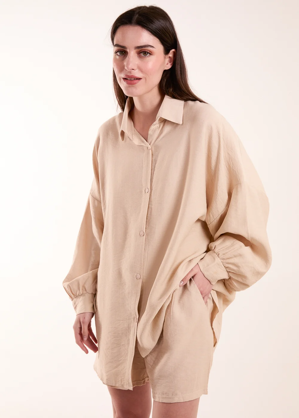 Blue Vanilla Stone Linen Shorts & Shirt Set - One Size Image 1