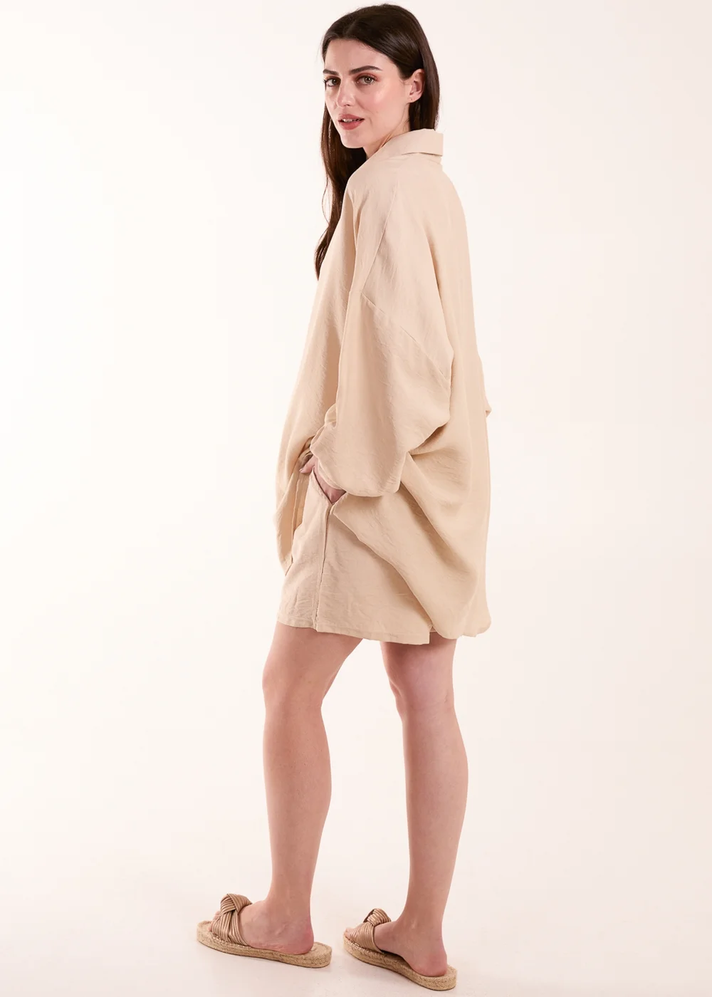 Blue Vanilla Stone Linen Shorts & Shirt Set - One Size Image 2