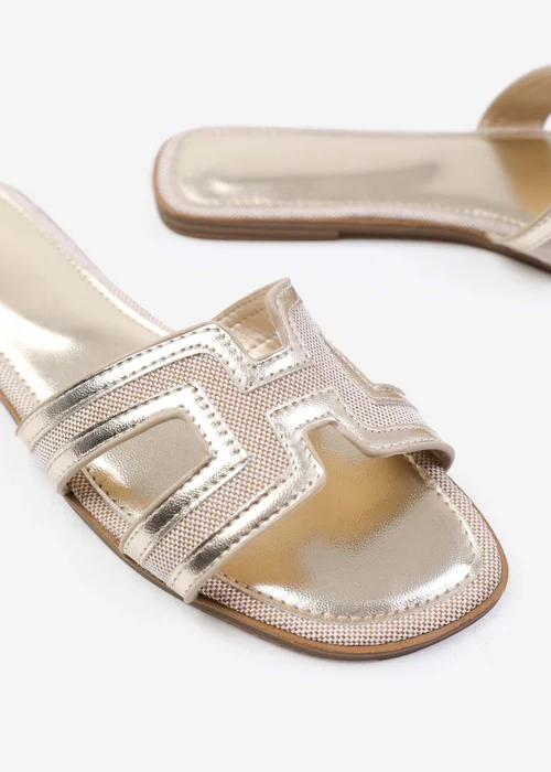 Where's That From Surge Gold Metallic Cut Out Strap Sandals - 3 Image 1