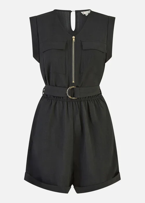 Yumi Black Utility Playsuit With Pockets - Size 10 Image 3