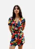 Yumi Multicolour Tropical Leaf Print Playsuit - Size 14 Image 3