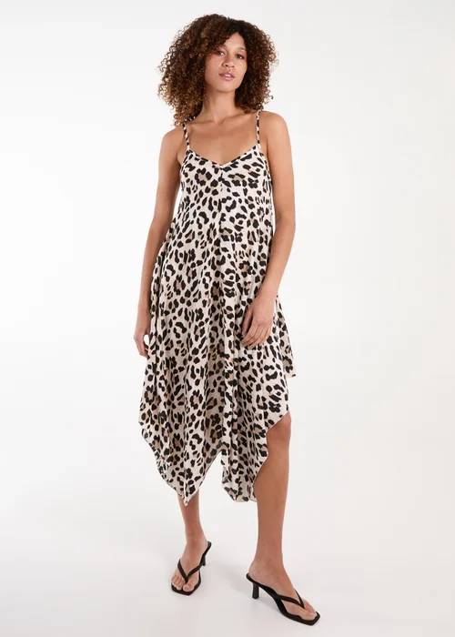 Blue Vanilla Brown Animal Print Hanky Hem Dress - One Size Image 1