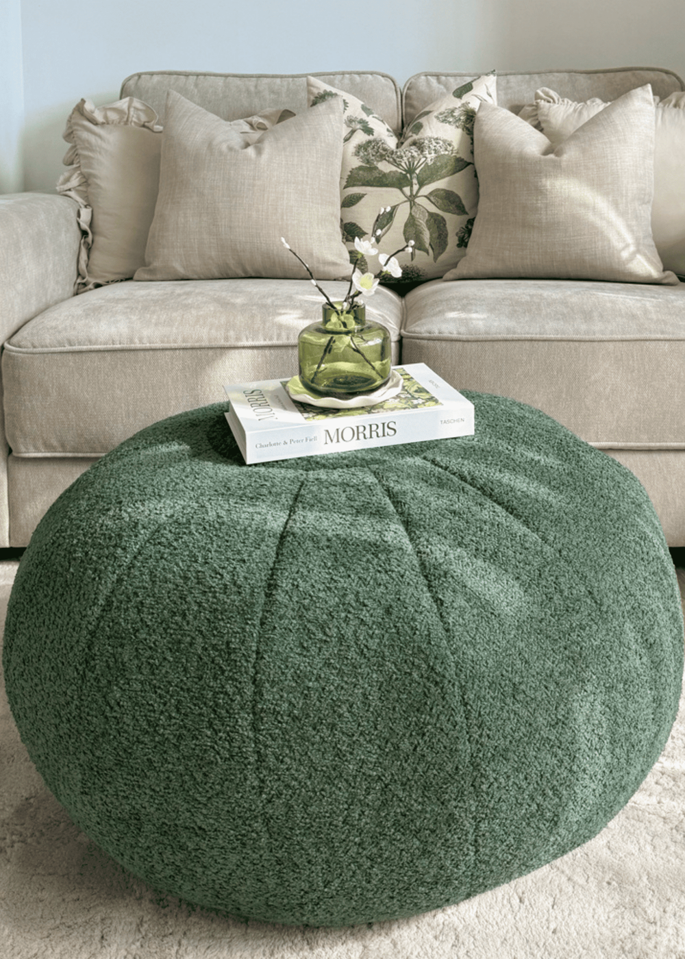 rucomfy Snug Pouffe Dark Green Beanbag - One Size Image 1