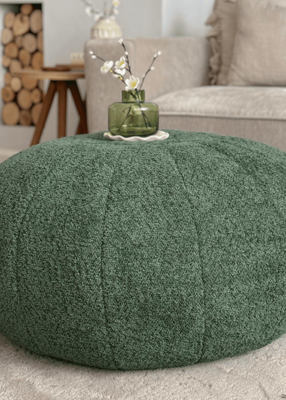 rucomfy Snug Pouffe Dark Green Beanbag - One Size Image 2