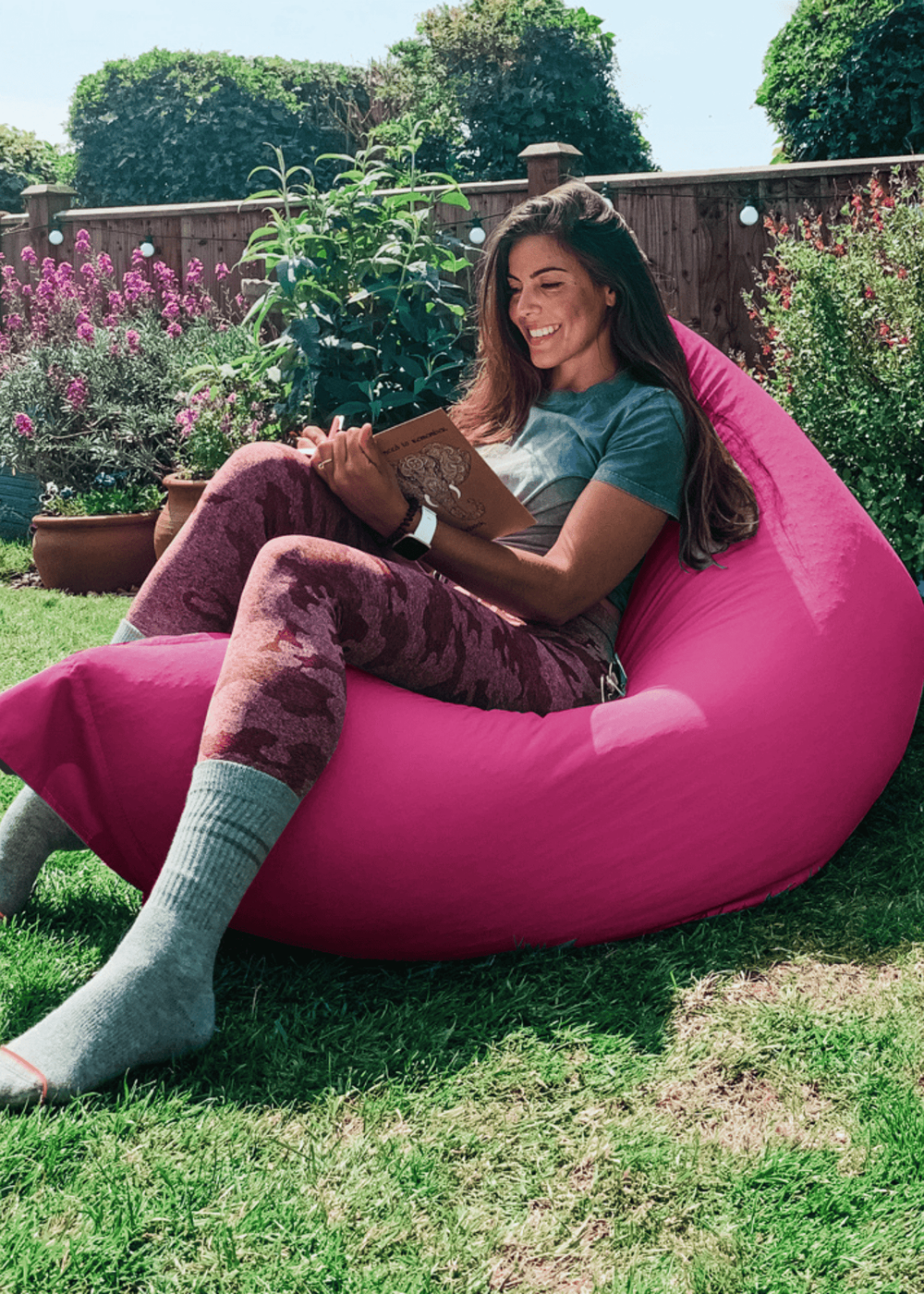 rucomfy Indoor/Outdoor Giant Squashy Squarbie Cerise Fuchsia Beanbag - One Size Image 1