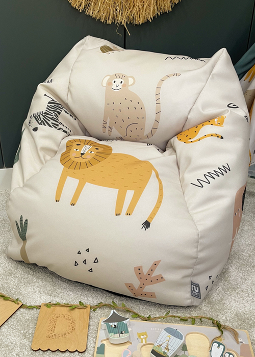 rucomfy Printed Kids Snuggle Chair Safari Friends Beanbag - One Size Image 2